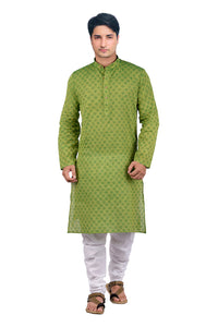 Green Kurta Pyjama Set in Handloom Cotton [MSKP002]