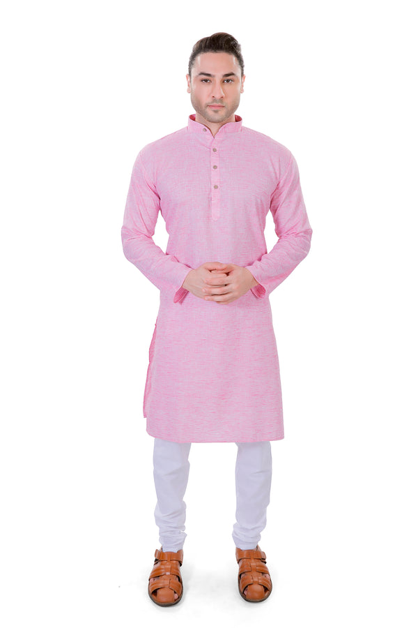 Cotton Linen Kurta in Pink