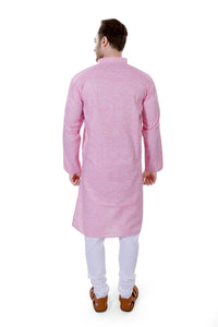 Pink Kurta Pyjama Set in Cotton Linen [MSKP018]