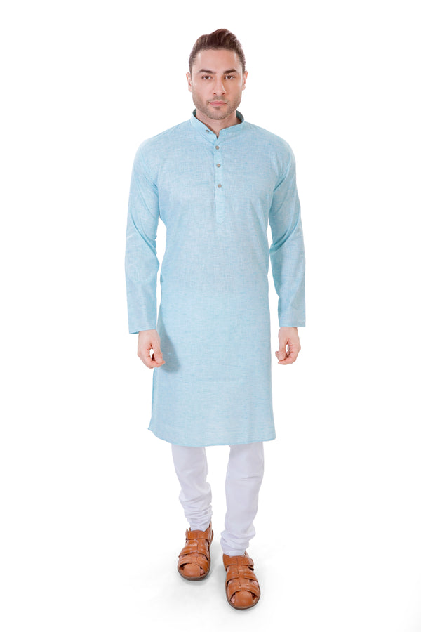 Cotton Linen Kurta in Blue