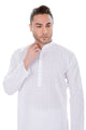 White Pure Cotton Self Design White Kurta Pyjama Set [MSKP023]