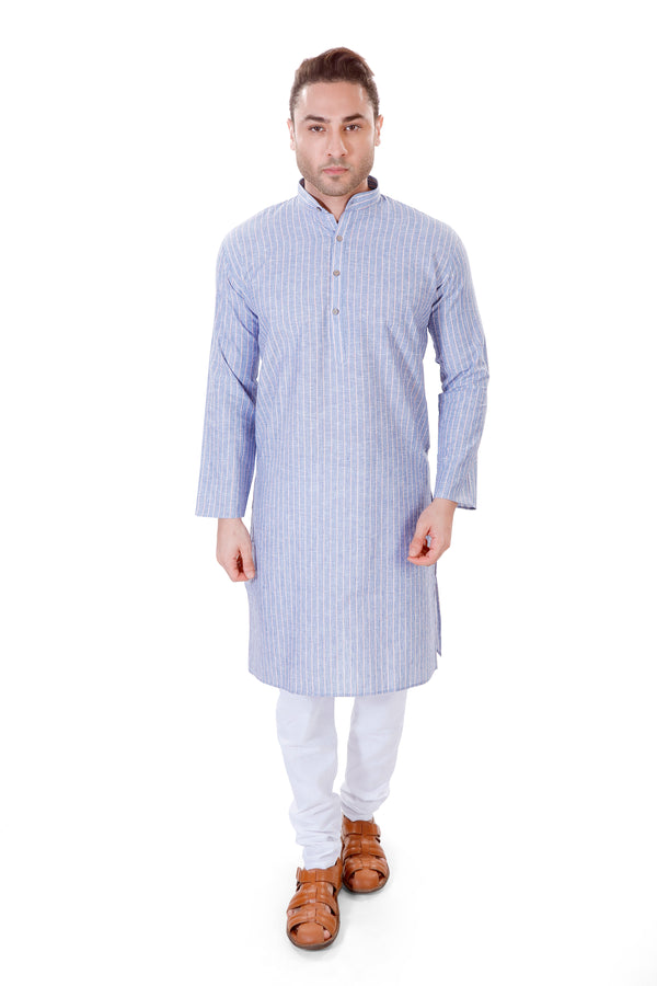 Lining Cotton Linen Kurta in Blue