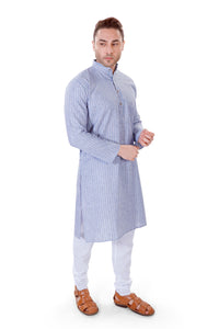 Dark Blue Lining Cotton Linen Kurta Pyjama Set [MSKP069]