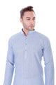 Blue Lining Cotton Linen Kurta Pyjama Set [MSKP071]