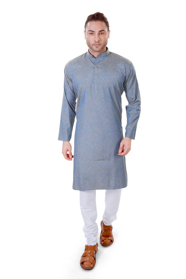 Cotton Linen Kurta in Blue