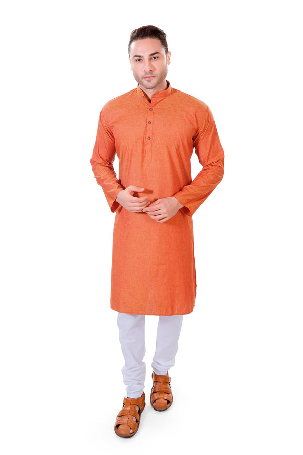 Cotton Linen Kurta in Orange
