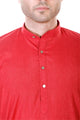Red Solid Cotton Blend Kurta Pyjama Set [MSKP076]