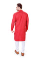 Red Solid Cotton Blend Kurta Pyjama Set [MSKP076]