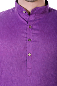 Purple Solid Cotton Blend Kurta Pyjama Set [MSKP077]