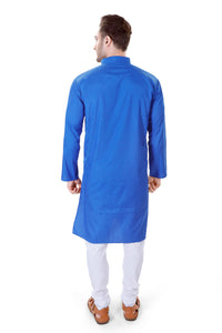 Blue Solid Cotton Blend Kurta Pyjama Set [MSKP078]