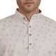 Men's Cotton Linen with Gold Design Kurta Pyjama Set in Beige [MSKP100]