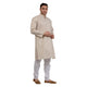 Men's Cotton Linen Striped Kurta Pyjama Set in Beige [MSKP103]
