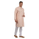 Men's Cotton Linen Horizontal Stripe Kurta Pyjama Set in Orange [MSKP105]