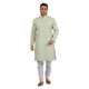 Men's Cotton Linen Horizontal Stripe Kurta Pyjama Set in Green [MSKP106]