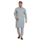 Men's Cotton Linen Horizontal Stripe Kurta Pyjama Set in Blue [MSKP108]