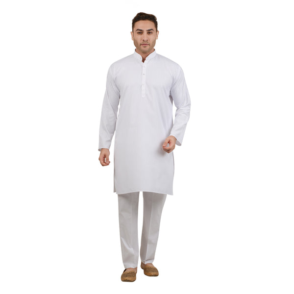 Cotton Kurta and Pant Set in Pure White