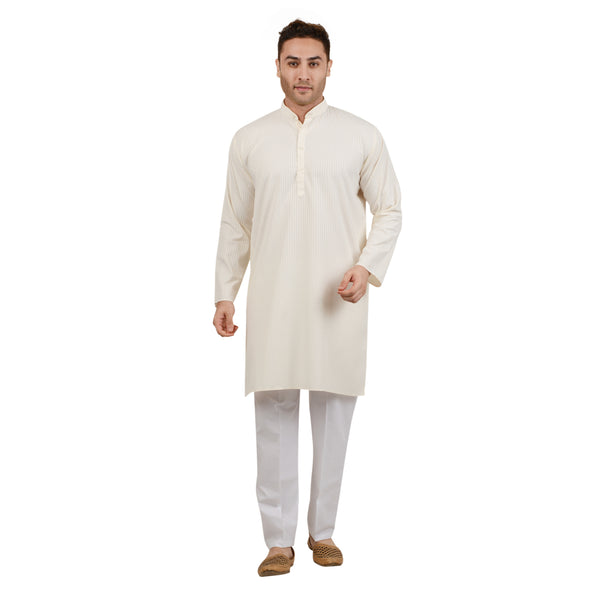 Cotton Kurta and Pant Set in Beige