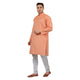 Men's Cotton Linen Geometric Design Kurta Pyjama Set in Orange [MSKP111]