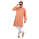 Men's Cotton Linen Geometric Design Kurta Pyjama Set in Orange [MSKP111]