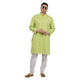 Men's Cotton Linen Geometric Design Kurta Pyjama Set in Green [MSKP112]
