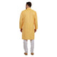Men's Cotton Linen Geometric Design Kurta Pyjama Set in Yellow [MSKP113]