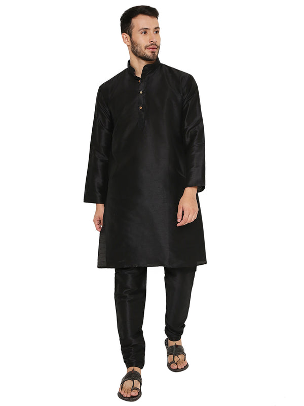 Banarasi Dupion Silk Kurta in Black