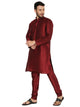 Men's Banarasi Dupion Silk Kurta Pyjama Set in Maroon for Men  [MSKP128]