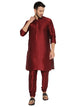 Men's Banarasi Dupion Silk Kurta Pyjama Set in Maroon for Men  [MSKP128]