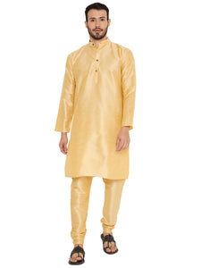 Men's  Banarasi Dupion Silk Kurta Pyjama Set in Beige for Men [MSKP130]