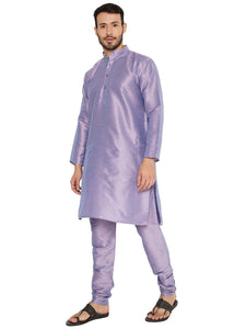 Men's Banarasi Dupion Silk Kurta Pyjama Set in Lilac for Men [MSKP132]