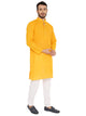 Men's Handloom Cotton Kurta Pyjama Set in Yellow for Men [MSKP142]