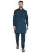 Copy Wrinkle Free Poly Blend Pathani Set in Green for Men [MSKP148]