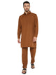 Men's Wrinkle Free Poly Blend Pathani Set in Brown for Men [MSKP151]