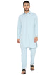 Men's Wrinkle Free Poly Blend Pathani Set in Light Blue for Men [MSKP153]