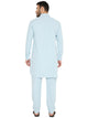 Men's Wrinkle Free Poly Blend Pathani Set in Light Blue for Men [MSKP153]
