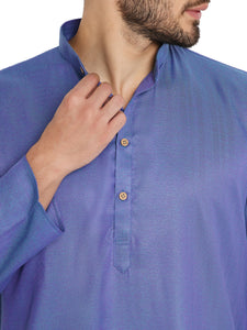 Men's Pure Linen Premium Kurta Pyjama Set in Blue for Men [MSKP157]