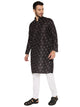 Men's Printed Linen Kurta Pyjama Set in Black for Men [MSKP158]