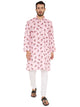 Men's Floral Printed Linen Kurta Pyjama Set in Pink for Men [MSKP162]