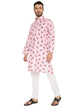 Men's Floral Printed Linen Kurta Pyjama Set in Pink for Men [MSKP162]