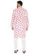 Men's Floral Printed Linen Kurta Pyjama Set in Pink for Men [MSKP162]