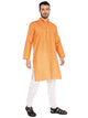 Men's Traditional Print Linen Kurta Pyjama Set in Orange for Men [MSKP164]