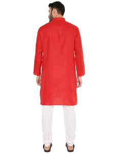 Men's Magic Cotton Kurta Pyjama Set in Red for Men [MSKP177]