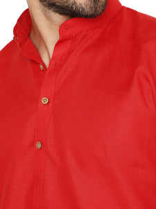 Men's Magic Cotton Kurta Pyjama Set in Red for Men [MSKP177]