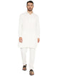 Wrinkle Free Poly Blend Pathani Set in Off-White for Men [MSKP178]