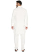 Wrinkle Free Poly Blend Pathani Set in Off-White for Men [MSKP178]