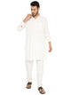 Wrinkle Free Poly Blend Pathani Set in Off-White for Men [MSKP178]