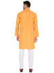 Linen Blend Kurta Pyjama Set in Orange for Men [MSKP179]