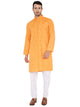 Linen Blend Kurta Pyjama Set in Orange for Men [MSKP179]