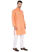 Linen Blend Kurta Pyjama Set in Dark Orange for Men [MSKP180]