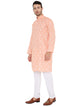 Linen Blend Kurta Pyjama Set in Orange for Men [MSKP183]